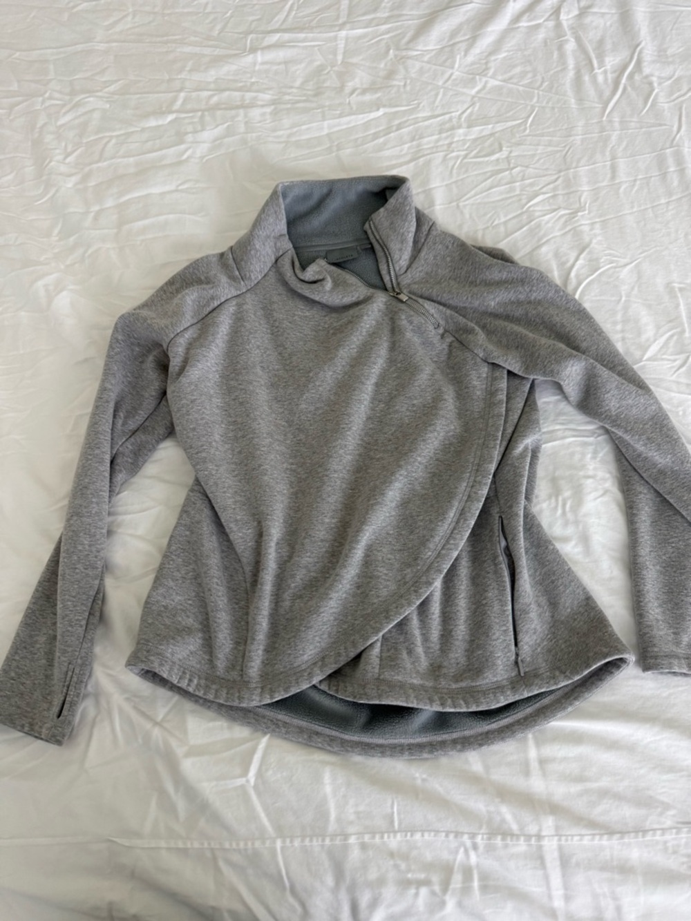 Athleta Light Gray Half-Zip Fleece Pullover